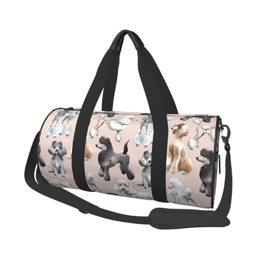 Pudel Hunde Reisetasche für Männer Frauen Sport Gym Bag Faltbare Wochenendtasche Handgepäck Übernachtung Tasche für Reisen Schwimmen Basketball, Pudelhunde, Einheitsgröße von EKYOSHCZ