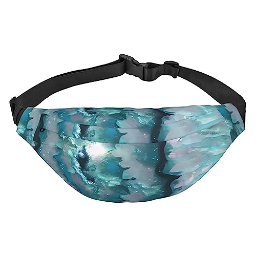 Teal Agate Fanny Pack for Men Women Belt Bag Adjustable Waist Pack for Travel Walking Running Bum Bags, Schwarz , Einheitsgröße von EKYOSHCZ