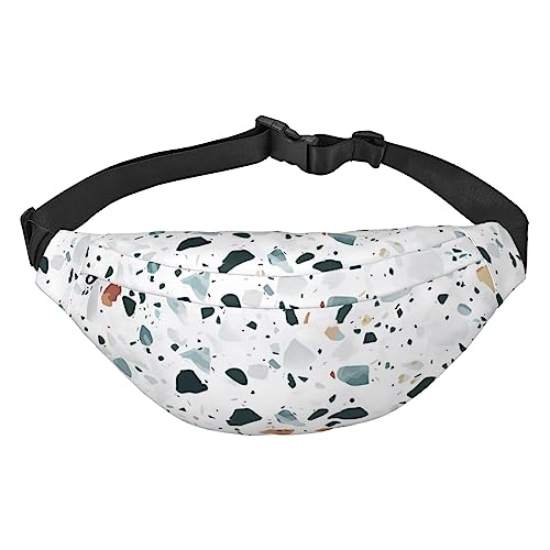 Terrazzo Gürteltasche für Herren und Damen, Marmor, Pastellfarben, verstellbare Hüfttasche für Reisen, Spazierengehen, Laufen, Bauchtaschen, Schwarz, Einheitsgröße, Schwarz , Einheitsgröße von EKYOSHCZ