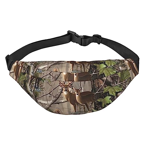 Wildlife Hunting Deer Bear Elch Fanny Pack for Men Women Belt Bag Adjustable Waist Pack for Travel Walking Running Bum Bags, Black, One Size, Schwarz , Einheitsgröße von EKYOSHCZ