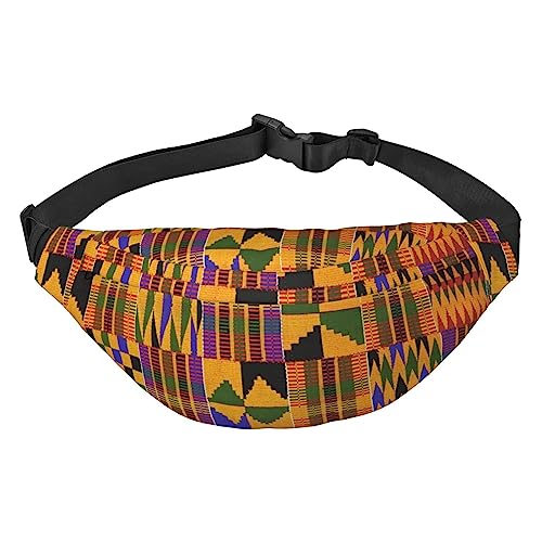 afrikanische weberei Bauchtasche für Männer Frauen Gürteltasche Verstellbare Taille Pack für Reisen Wandern Laufen Bauchtaschen, Schwarz , Einheitsgröße von EKYOSHCZ