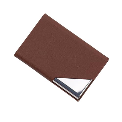 EKalgretrA 95 * 63mm Visitenkartenhalter PU Leder Edelstahl Visitenkartenetui Ausweis Namenskartenetui for Männer Frauen Büro Kartenhalter(Coffee-A) von EKalgretrA