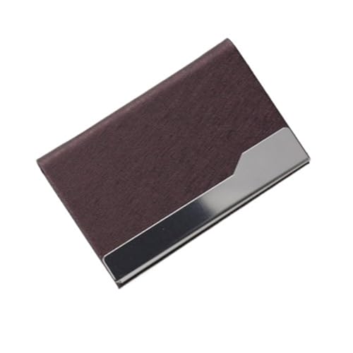 EKalgretrA 95 * 63mm Visitenkartenhalter PU Leder Edelstahl Visitenkartenetui Ausweis Namenskartenetui for Männer Frauen Büro Kartenhalter(Coffee-B) von EKalgretrA