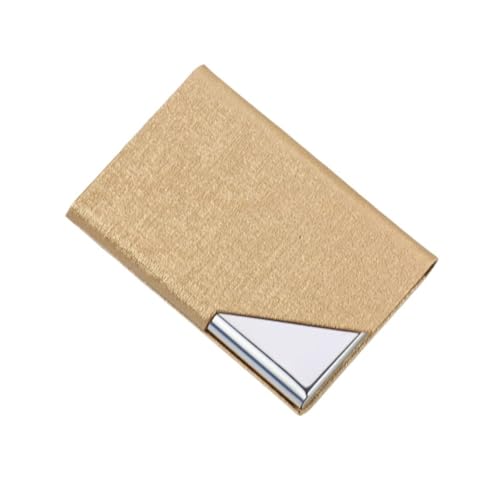 EKalgretrA 95 * 63mm Visitenkartenhalter PU Leder Edelstahl Visitenkartenetui Ausweis Namenskartenetui for Männer Frauen Büro Kartenhalter(Glod-A) von EKalgretrA