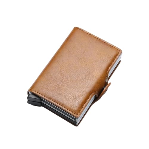 EKalgretrA Herren-Karten-Geldbörsen, Kohlefaser, schlanke Mini-Geldbörse, 14 Kartenhalter, kleine Geldtasche, männliche Geldbörsen Kartenhalter(Brown) von EKalgretrA