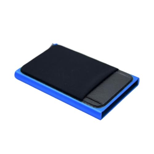 EKalgretrA Schlanke Aluminium-Geldbörse mit elastischer Rückseitentasche, Kreditkartenetui, Mini-Geldbörse, automatisches Pop-Up-Bankkartenetui Kartenhalter(Deep Blue) von EKalgretrA