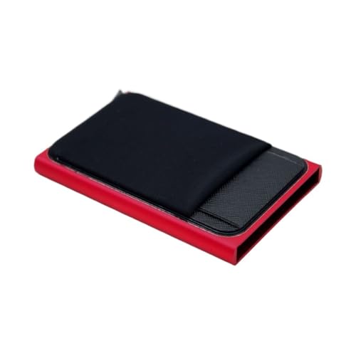 EKalgretrA Schlanke Aluminium-Geldbörse mit elastischer Rückseitentasche, Kreditkartenetui, Mini-Geldbörse, automatisches Pop-Up-Bankkartenetui Kartenhalter(Red) von EKalgretrA