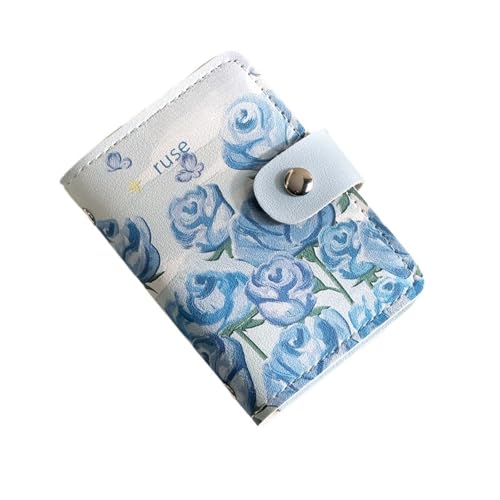 Große Kapazität Retro Malerei Kartenhalter Frauen Multi-Kartensteckplatz Führerschein Clip Kartensteckplatz Geldbörse Kartenhalter(Blue) von EKalgretrA