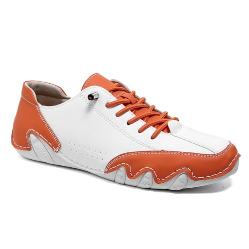 EKoKim Herren Slipper Wanderschuhe, Leicht, Atmungsaktiv, rutschfest, Bequem, Modisch, für Workout, Freizeit, Sport (Color : White Orange, Size : 38 EU) von EKoKim