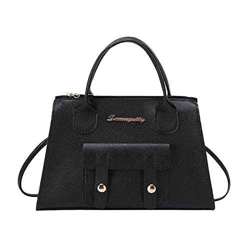 Damen Messenger Bag Solide Einfache Handtasche Schultertasche Zweck Hohe Kapazität Reißverschlusstasche Vintage(Black) von EKSMA