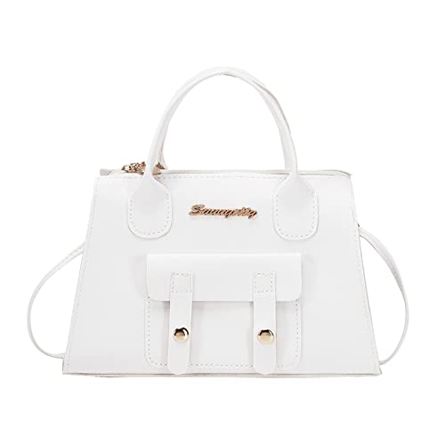 Damen Messenger Bag Solide Einfache Handtasche Schultertasche Zweck Hohe Kapazität Reißverschlusstasche Vintage(White) von EKSMA