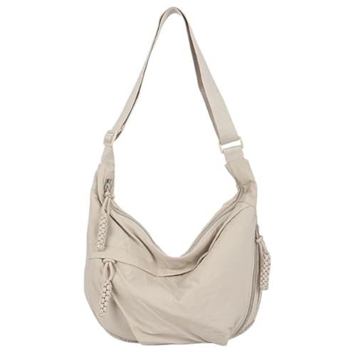 EKSMA Crescent Bag for Damen – Half Moon Nylon Dumpling Sling Crossbody mit mehreren Taschen for unterwegs – seitliche Hobo-Umhängetasche(Beige) von EKSMA