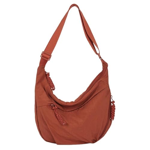 EKSMA Crescent Bag for Damen – Half Moon Nylon Dumpling Sling Crossbody mit mehreren Taschen for unterwegs – seitliche Hobo-Umhängetasche(Orange) von EKSMA