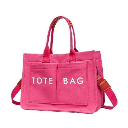 EKSMA Damen Canvas Trendy Tote Handtasche Große Kapazität Laptop Umhängetasche(Rose Red) von EKSMA