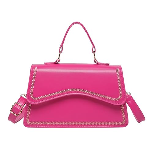 EKSMA Damen Casual Crossbody Bag Leder Exquisite Handtasche Arbeit Schultertasche(Rose Red) von EKSMA