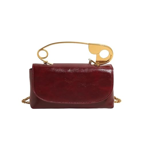 EKSMA Damen Creative Pin Handtasche mit Kette PU Leder Abend Umhängetasche(Red) von EKSMA