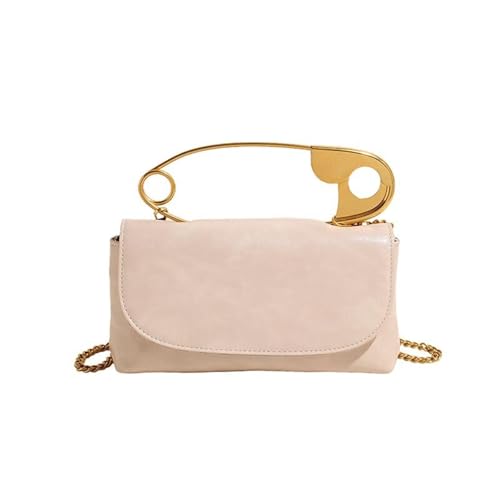 EKSMA Damen Creative Pin Handtasche mit Kette PU Leder Abend Umhängetasche(White) von EKSMA