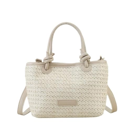 EKSMA Damen Stroh Tote Handtasche Stilvolle Strick Schultertasche Strand Umhängetasche(White) von EKSMA