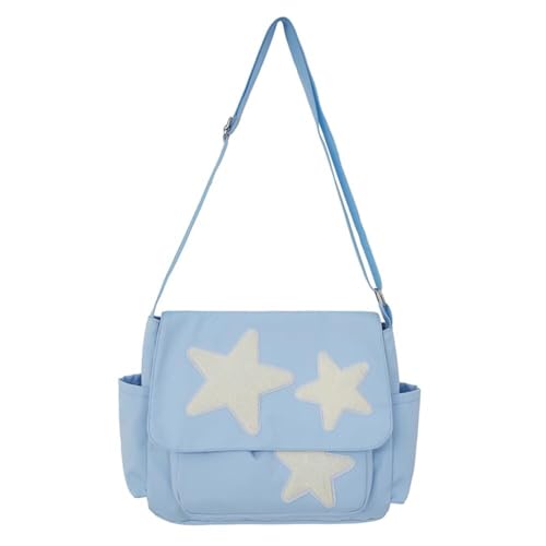EKSMA Frauen Einfache Umhängetasche mit Seite Taschen Stern Messenger Tasche Nylon Schulter Tasche Große Kapazität für(Blue) von EKSMA