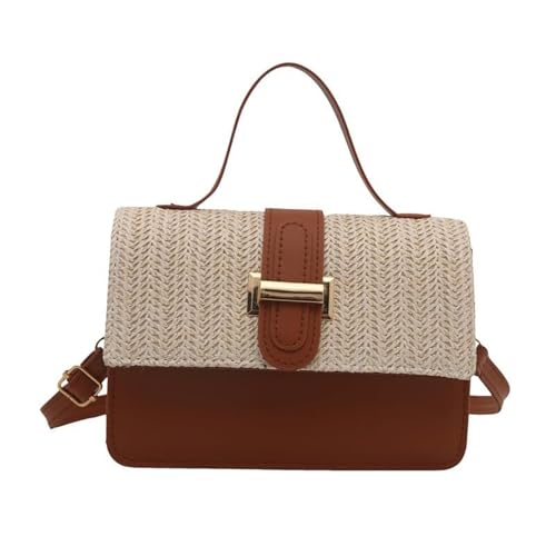 EKSMA Gewebte Umhängetasche, zweifarbiges Design mit goldener Schnalle, verstellbarer Riemen, schlicht und modisch(Brown) von EKSMA
