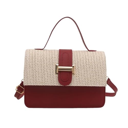 EKSMA Gewebte Umhängetasche, zweifarbiges Design mit goldener Schnalle, verstellbarer Riemen, schlicht und modisch(Red) von EKSMA