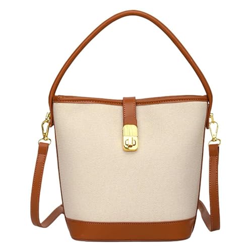 EKSMA Handtasche PU Hobo Bag Splicing Bucket Bag for Frauen Mädchen Shopping Reisen(Light Brown) von EKSMA