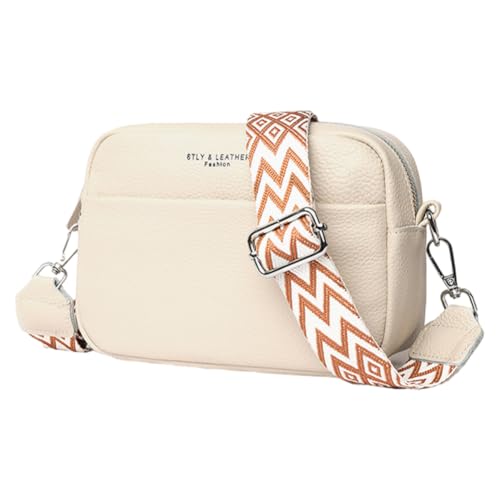 EKSMA Kleine Umhängetasche aus Leder for Damen mit gewebtem Riemen und kompakter Größe for Mode und Funktion(Beige) von EKSMA