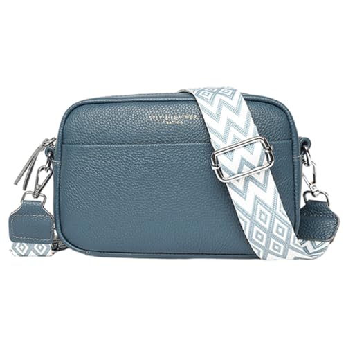 EKSMA Kleine Umhängetasche aus Leder for Damen mit gewebtem Riemen und kompakter Größe for Mode und Funktion(Blue) von EKSMA