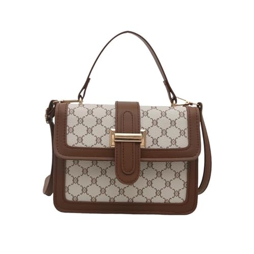EKSMA Modische und schlichte Umhängetasche, Designer-Umhängetasche mit Monogramm, brauner Lederbesatz(Beige) von EKSMA