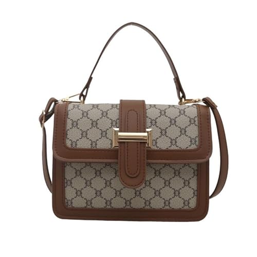 EKSMA Modische und schlichte Umhängetasche, Designer-Umhängetasche mit Monogramm, brauner Lederbesatz(Gray) von EKSMA