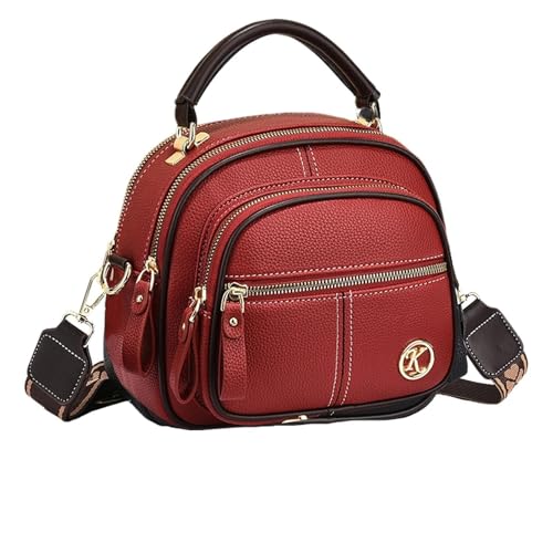 EKSMA Multifunktionale Umhängetasche, Schultertasche aus Pu-Leder mit verstellbarem, breitem Schultergurt | for Damen(Red) von EKSMA
