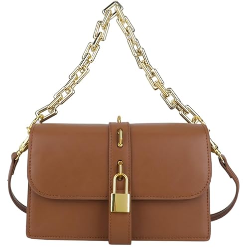 EKSMA PU-Leder Trendy Umhängetasche Klappe Handtasche Vielseitige Sling Bag(Light Brown) von EKSMA