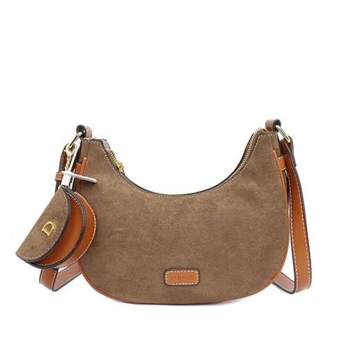 EKSMA PU Leder Umhängetasche Retro Handtasche Trendy Crossbody Bag mit Geldbörse(Dark Brown) von EKSMA