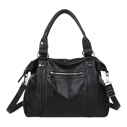 EKSMA PU-Leder-Umhängetasche for Damen, Umhängetasche, Handtasche for Arbeit und Reisen(Black) von EKSMA