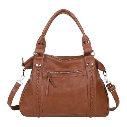EKSMA PU-Leder-Umhängetasche for Damen, Umhängetasche, Handtasche for Arbeit und Reisen(Brown) von EKSMA