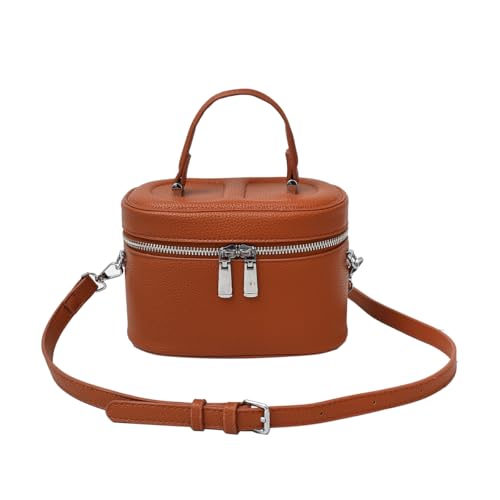 EKSMA Quadratische Box-Tasche, Umhängetasche, PU-Leder, Schultertasche for Damen(Brown) von EKSMA