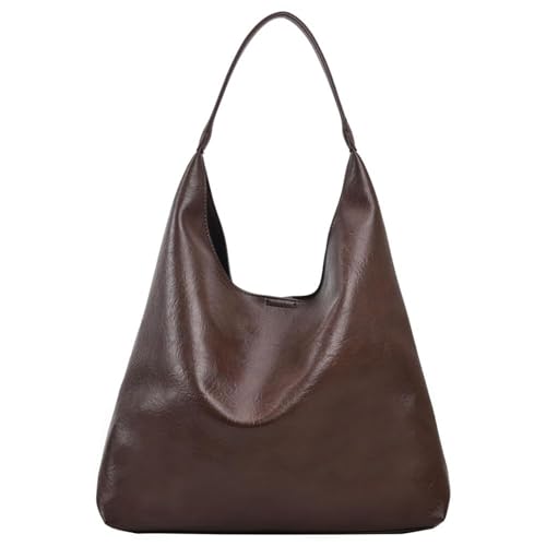 EKSMA Tasche Große Kapazität PU-Leder Unterarmtasche mit Geldbörse Lässige Schultertasche mit Haspenverschluss Umhängetasche for Damen(Brown) von EKSMA
