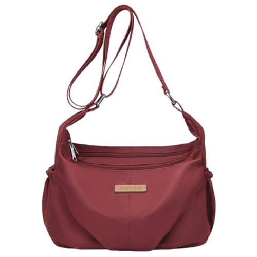 EKSMA Wasserdichte Umhängetasche aus Nylon for Damen, leicht, lässig, Schultertasche, Reisehandtasche(Wine Red) von EKSMA