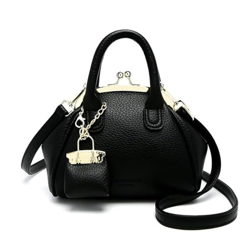 EKSMA Weibliche Vintage Umhängetasche Trendy Leder Handtasche Arbeitstasche mit Geldbörse(Black) von EKSMA
