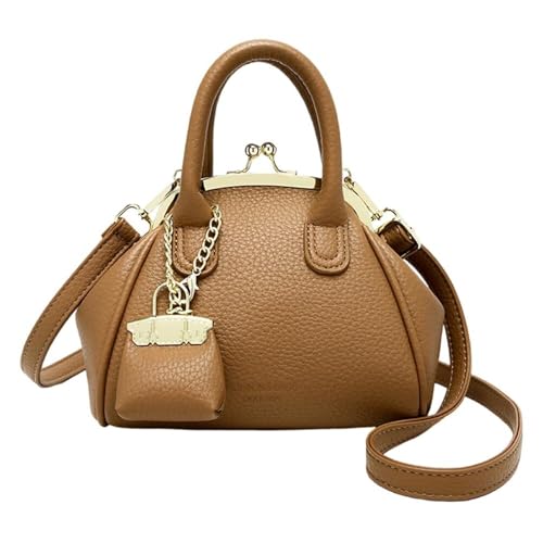 EKSMA Weibliche Vintage Umhängetasche Trendy Leder Handtasche Arbeitstasche mit Geldbörse(Brown) von EKSMA