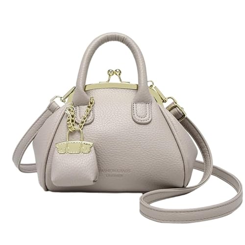 EKSMA Weibliche Vintage Umhängetasche Trendy Leder Handtasche Arbeitstasche mit Geldbörse(Gray) von EKSMA