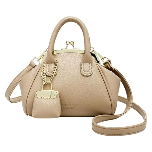 EKSMA Weibliche Vintage Umhängetasche Trendy Leder Handtasche Arbeitstasche mit Geldbörse(Khaki) von EKSMA