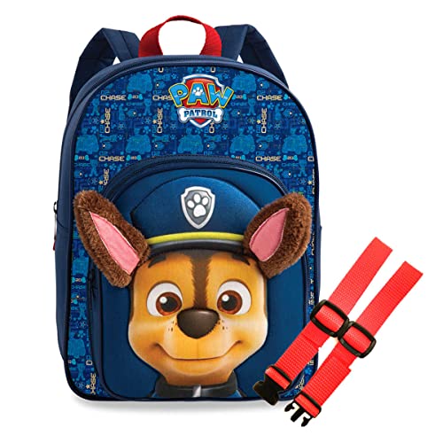 EL BURRO Set Chase Skye Marshall Kinder Rucksack mit Plüschohren 3-6 Jahre + Brustgurt GURTIES 24 x 31 x 10/13 cm Vol. 8l (marineblau) von EL BURRO