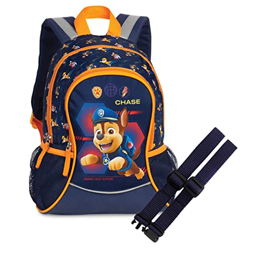 SET Marshall Chase Skye Paw Patrol Kinder Rucksack + GURTIES Brustgurt 27 x 35 x 15 cm (Dunkelblau Chase) von EL BURRO