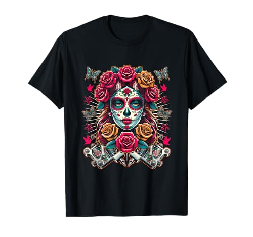 EL DIA DE LOS MUERTOS ROSE GIRL CATRINA V5- Dead Day T-Shirt von EL DIA DE LOS MUERTOS - SUGAR AND SKULLS
