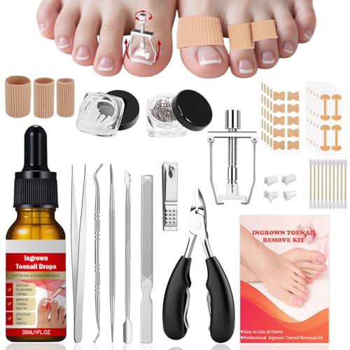 Ingrown Toenail Treatment, ELALRAU Ingrown Toenail Removal Kit with Ingrown Toenail Corrector Drops, Corrector Patch, Toenail Clipper, Nail File Lifter Pedicure Tools von ELALRAU