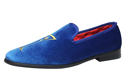 ELANROMAN Herren Loafers Samt Stickerei Slip on Penny Party Hochzeit Abschlussball Schuhe, Noble Blue, 49.5 EU von ELANROMAN