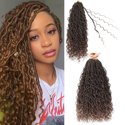 Boho Locs Crochet Hair 7Packs 18Inch Goddess Faux Locs Crochet Hair Pre Looped Boho Soft Locs Synthetic Braids Hair Extensions for Women (T/30#, 18 inch) von ELAOGI