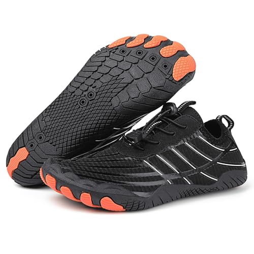 ELAPHURUS Badeschuhe Herren Barfußschuhe Schnell Trocken Aquaschuhe Damen Wasserschuhe rutschfeste Outdoor Strandschuhe Surfschuhe Unisex Schwimmschuhe Atmungsaktiv, Schwarz, 39 EU von ELAPHURUS