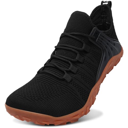 ELAPHURUS Barfußschuhe Herren Minimalistische Traillaufschuhe Herren Outdoor Sport Fitnessschuhe Sneaker,Schwarz,40 EU von ELAPHURUS